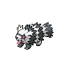 Zigzagoon (z Galaru) — mały pikselowy sprite w zwykłym ubarwieniu