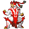Urshifu (Single Strike Gigantamax) — mały pikselowy sprite w zwykłym ubarwieniu