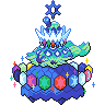 Terapagos (Stellar) — mały pikselowy sprite w zwykłym ubarwieniu