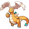 Dragonite (Mega) — mały pikselowy sprite w zwykłym ubarwieniu