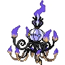 Chandelure (Mega) — mały pikselowy sprite w zwykłym ubarwieniu