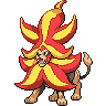 Pyroar (Mega) — mały pikselowy sprite w zwykłym ubarwieniu