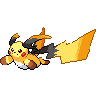 Raichu (Mega X) — mały pikselowy sprite w zwykłym ubarwieniu