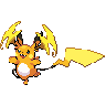 Raichu (Mega Y) — mały pikselowy sprite w zwykłym ubarwieniu