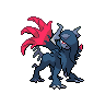 Absol (Mega Z) — mały pikselowy sprite w zwykłym ubarwieniu