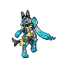 Lucario (Mega Z) — mały pikselowy sprite w zwykłym ubarwieniu
