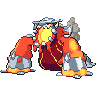 Heatran (Mega) — mały pikselowy sprite w zwykłym ubarwieniu