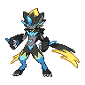 Zeraora (Mega) — mały pikselowy sprite w zwykłym ubarwieniu