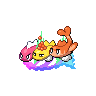 Tatsugiri (Stretchy Mega) — mały pikselowy sprite w zwykłym ubarwieniu