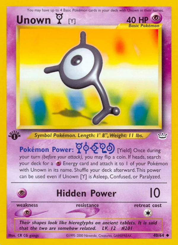 Unown [Y], Neo Revelation