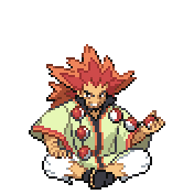 Pixelart: Alder, mistrz regionu z Pokémon League, na przezroczystym tle.