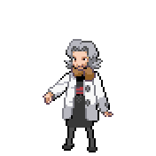 Pixelart: Bertha, członkini Elitarnej Czwórki z Pokémon League, na przezroczystym tle.