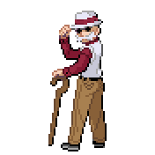 Pixelart: Blaine z gier HeartGold i SoulSilver na przezroczystym tle.