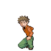 Pixelart: Brock z gier HeartGold i SoulSilver na przezroczystym tle.