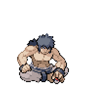 Pixelart: Bruno, członek Elitarnej Czwórki z Indigo Plateau, na przezroczystym tle.