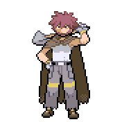 Pixelart: Byron, lider sali z Canalave City, na przezroczystym tle.