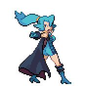 Pixelart: Clair, lider sali z Blackthorn City, na przezroczystym tle.