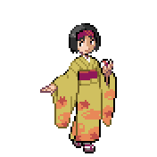 Pixelart: Erika z gier HeartGold i SoulSilver na przezroczystym tle.