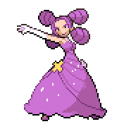 Pixelart: Fantina, lider sali z Hearthome City, na przezroczystym tle.