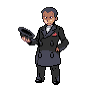 Pixelart: Giovanni z gier HeartGold i SoulSilver na przezroczystym tle.