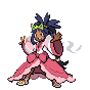 Pixelart: Iris, mistrzyni regionu z Pokémon League, na przezroczystym tle.