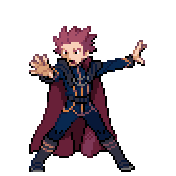 Pixelart: Lance, mistrz regionu z Indigo Plateau, na przezroczystym tle.