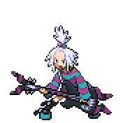 Pixelart: Roxie, lider sali z Virbank City, na przezroczystym tle.