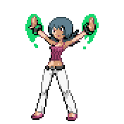 Pixelart: Sabrina z gier HeartGold i SoulSilver na przezroczystym tle.