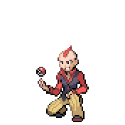 Pixelart: Sidney, członek Elitarnej Czwórki z Ever Grande City, na przezroczystym tle.